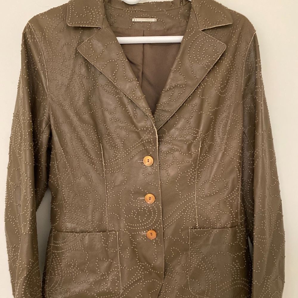 designer buttery soft taupe leather jacket